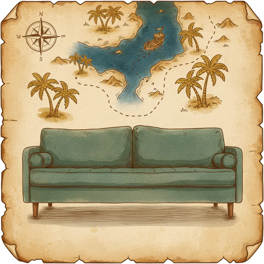 Themed clue art for stop 4 — Sunken Chest